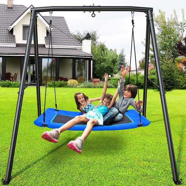 Trekassy 440lbs Heavy Duty Metal Swing Set for Backyard with 60
