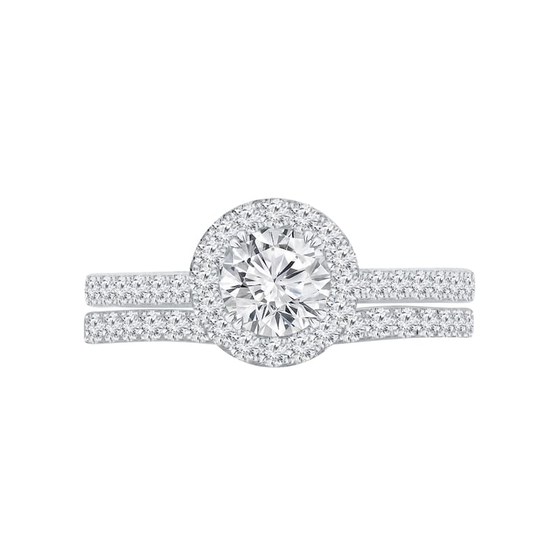 Auriya 1 3/4ctw Round Halo Diamond Engagement Ring Set 14k Gold