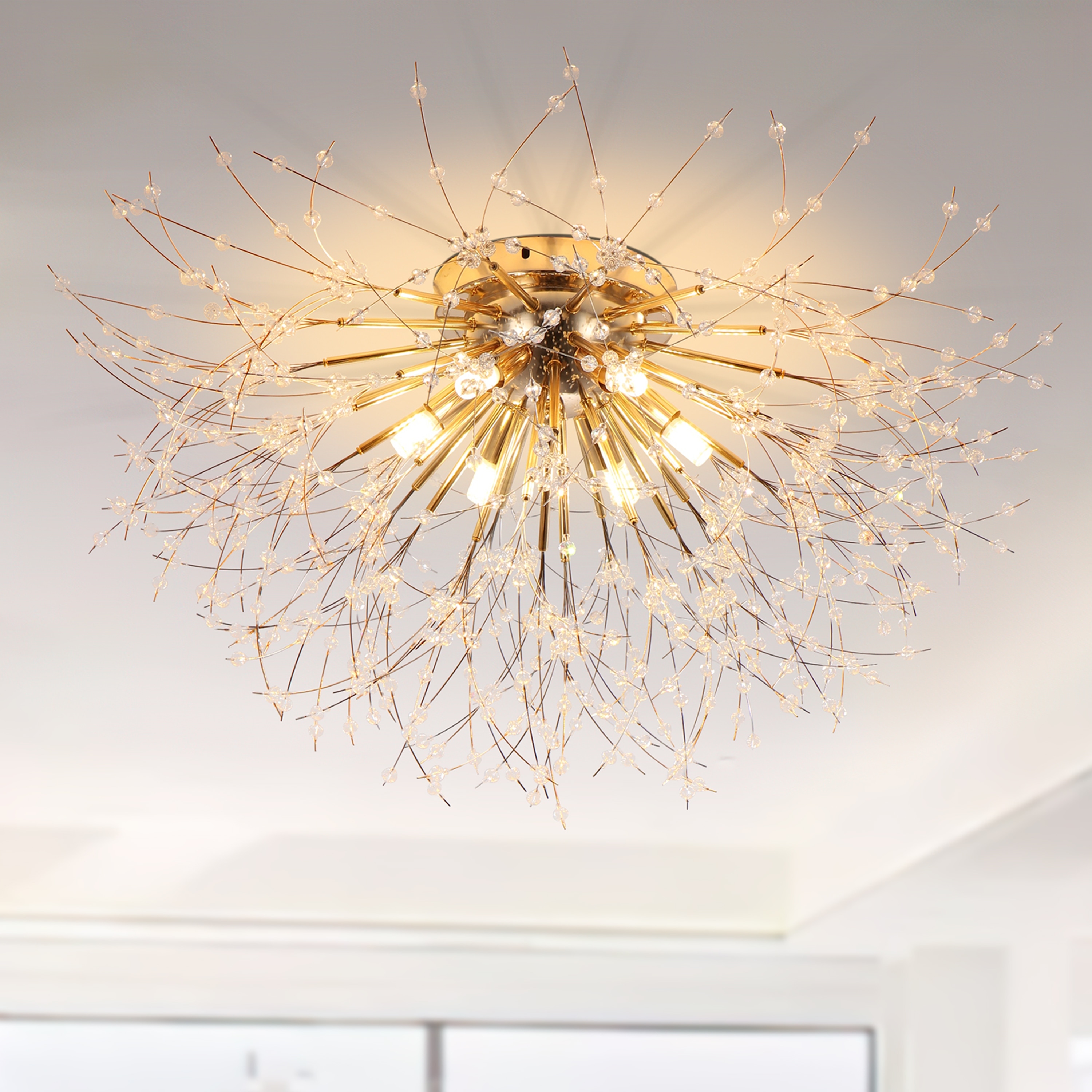 Starsky 6 Light Crystal Sputnik Starburst Ceiling Light Dandelion