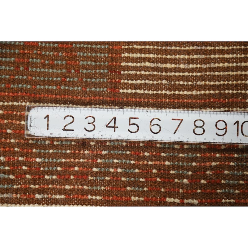 Orange Geometric Moroccan Oriental Rug Hand-Knotted Modern Wool Carpet - 4'1" x 6'1"