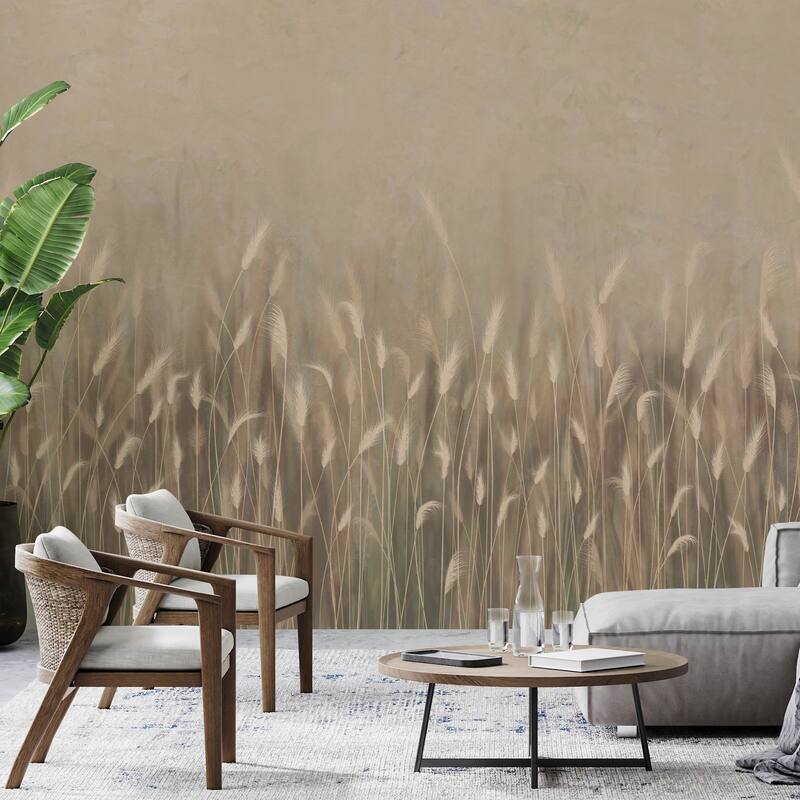 Serene Reed Grass Wallpaper Mural Soft Neutral Tones