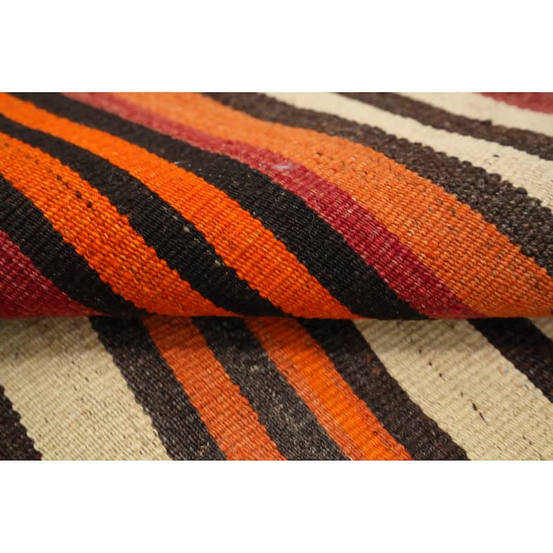 Hand Woven Oriental 100% Wool Carpet Southwestern Geometric Multi-Colored Kilim Area Rug - 8' 8'' X 4' 8''