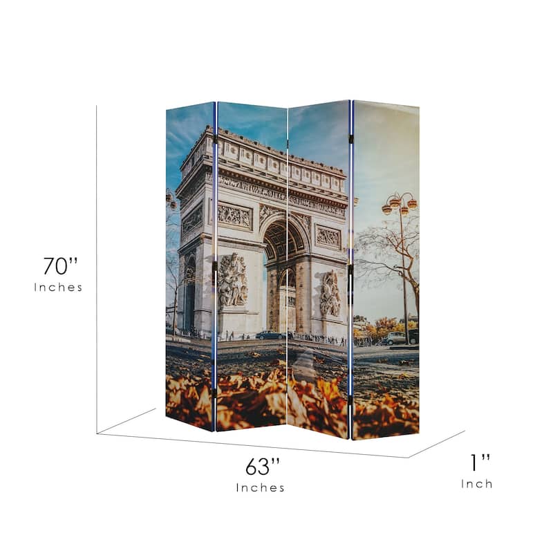 American Art Decor Double-Sided Canvas Room Divider, 4 Panels, 70" H x 63" L