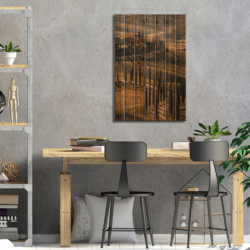 Val d'Orcia, Tuscany In Autumn Print On Wood by Enzo Romano - Multi-Color