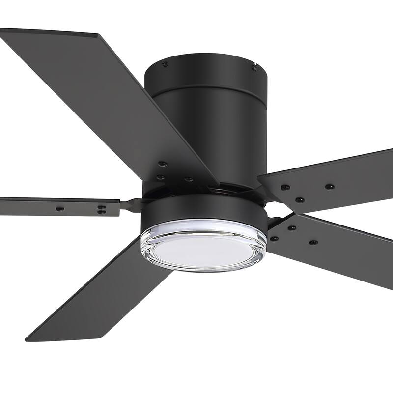 52" Reversible 5-Blade Flush Mount Ceiling Fan with LED Light and Remote