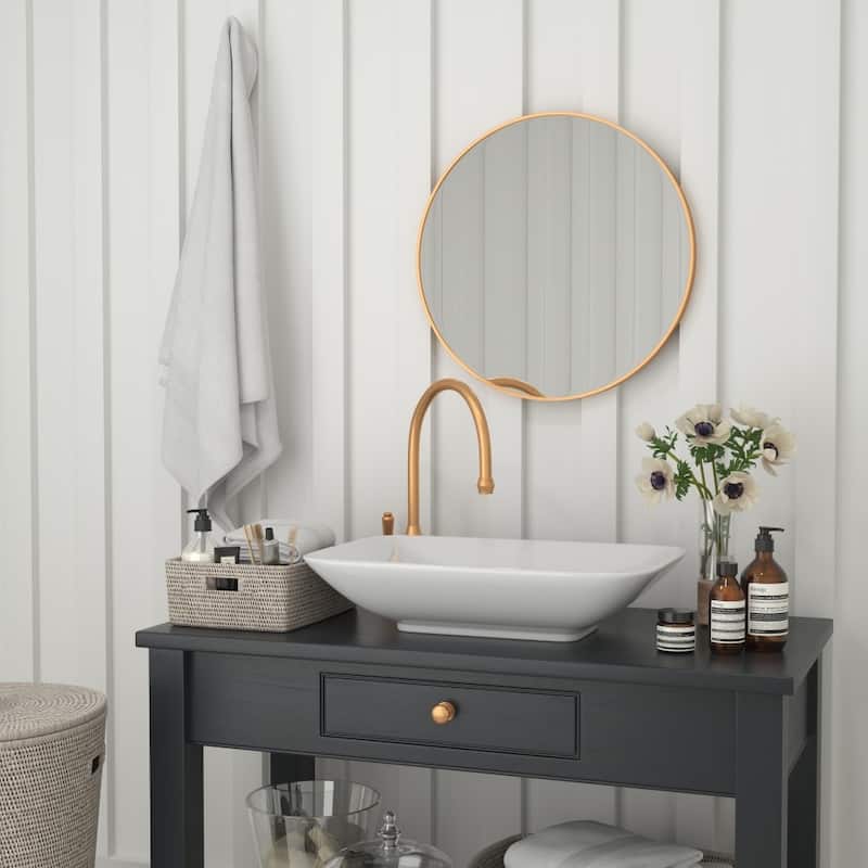 Accent Wall Mount Mirror with Aluminum Frame - Round Wall Mirror