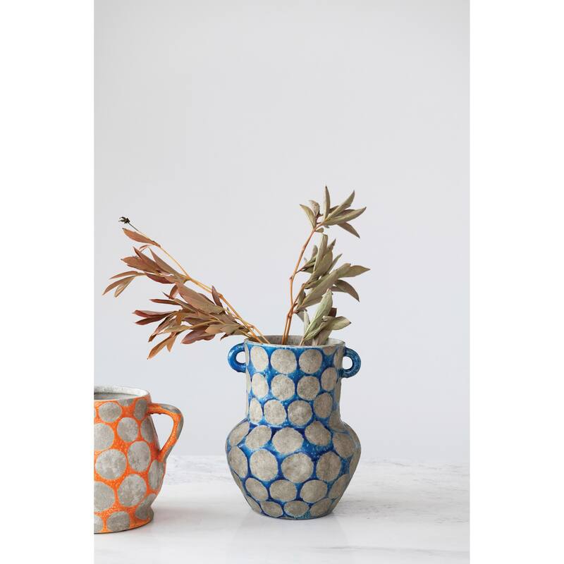Terra-cotta Vase with Wax Relief Dots and Handles