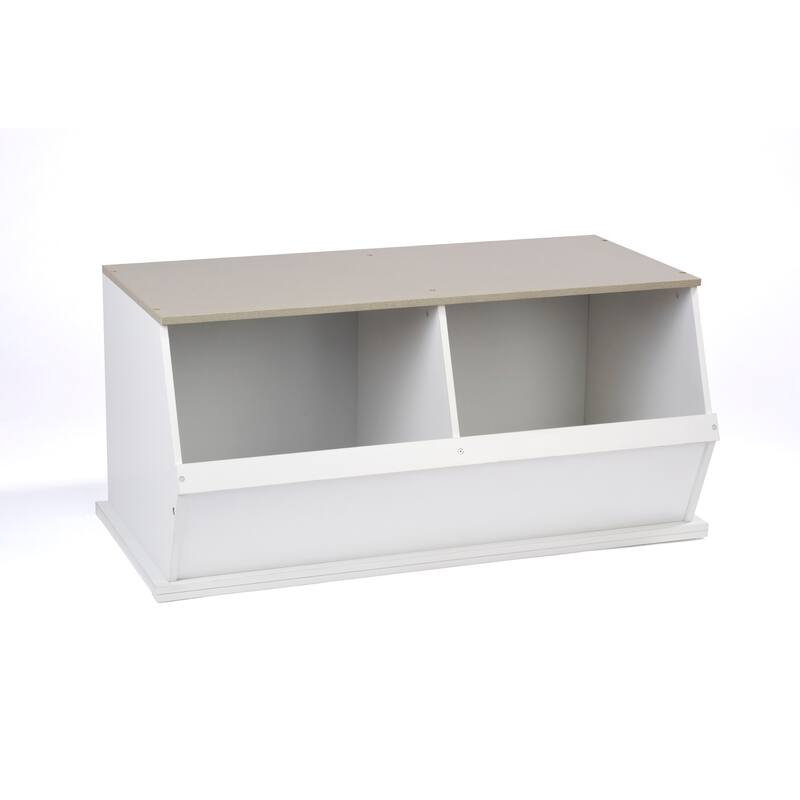 Taylor & Olive Lantana Two Bin Stackable Storage Cubby - White/Gray Woodgrain