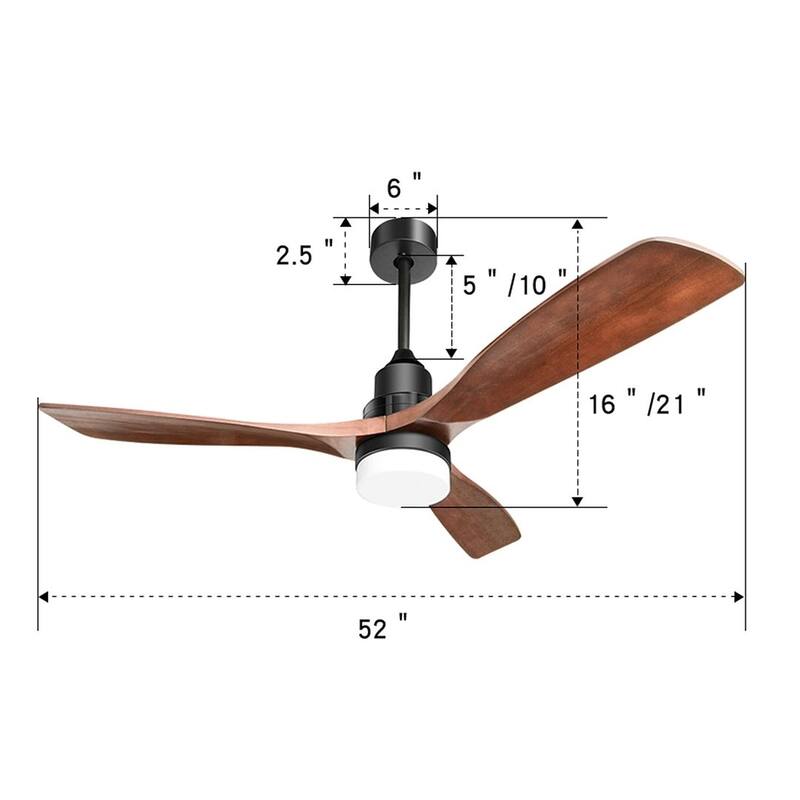 52 "W Farmhouse 6-Speed Adjustable Solid Wood Ceiling Fan Light with Remote Control