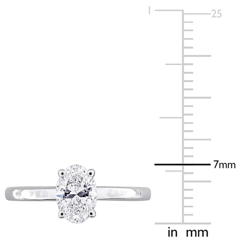 1ct TW Oval-Cut Lab-Grown Diamond Solitaire Engagement Ring in 10k White Gold