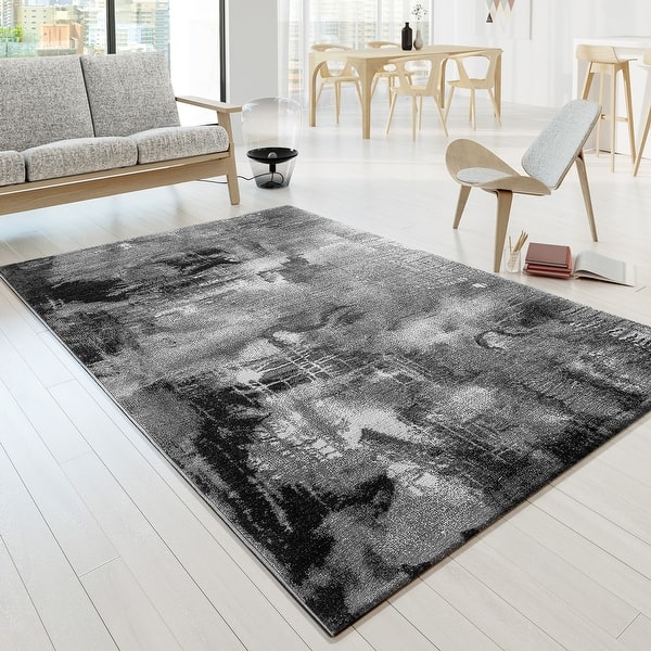 Artful Area Rug with Mottled Design Pattern in Grey - Bed Bath & Beyond ...