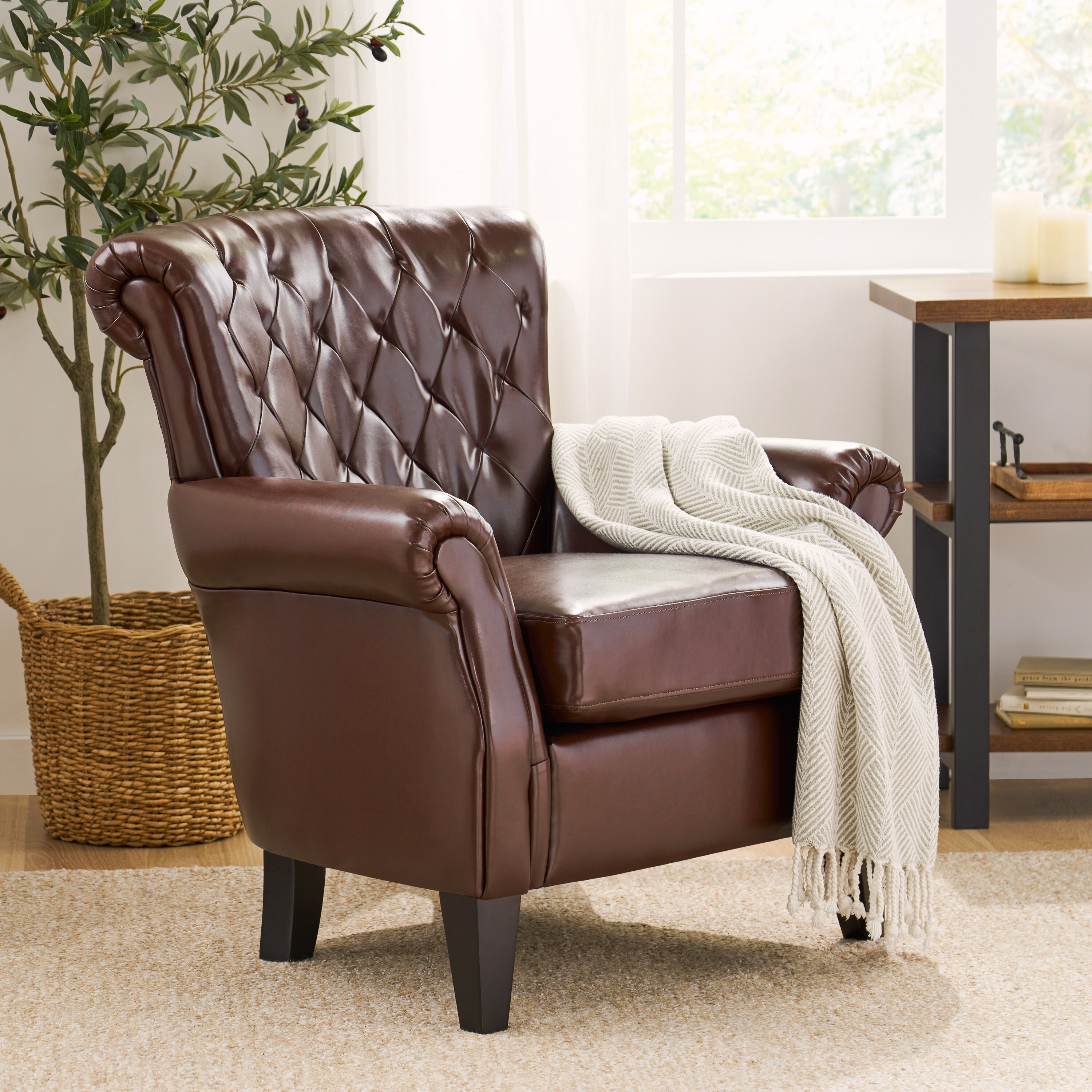 Waldo brown leather recliner club chair cheap