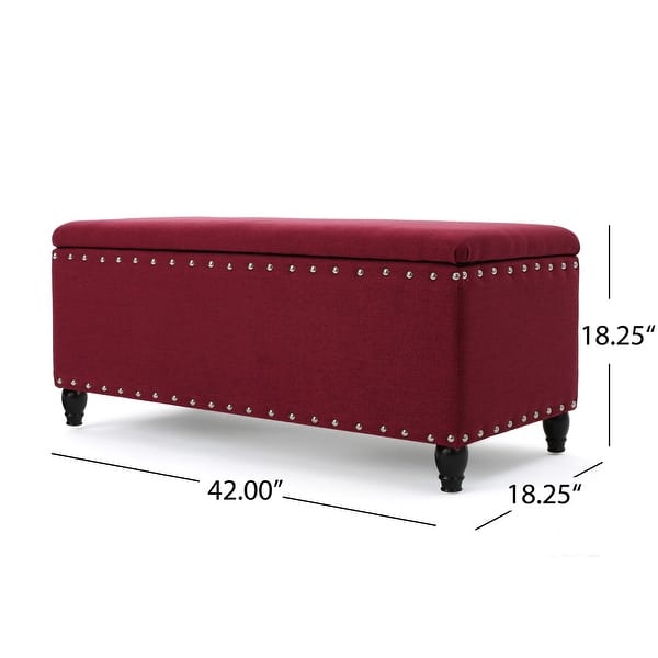 dimension image slide 6 of 10, Tatiana Contemporary Fabric Storage Ottoman with Nailhead Trim by Christopher Knight Home