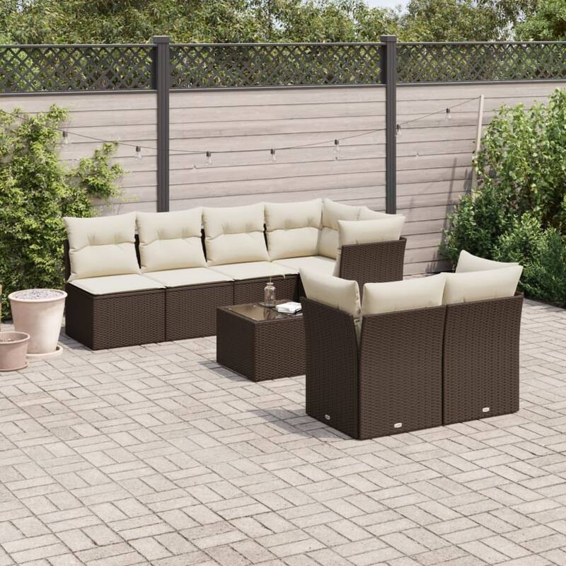 vidaXL Garden Sofa Set Brown, Cream White - 21.7 x 21.7 x 14.6