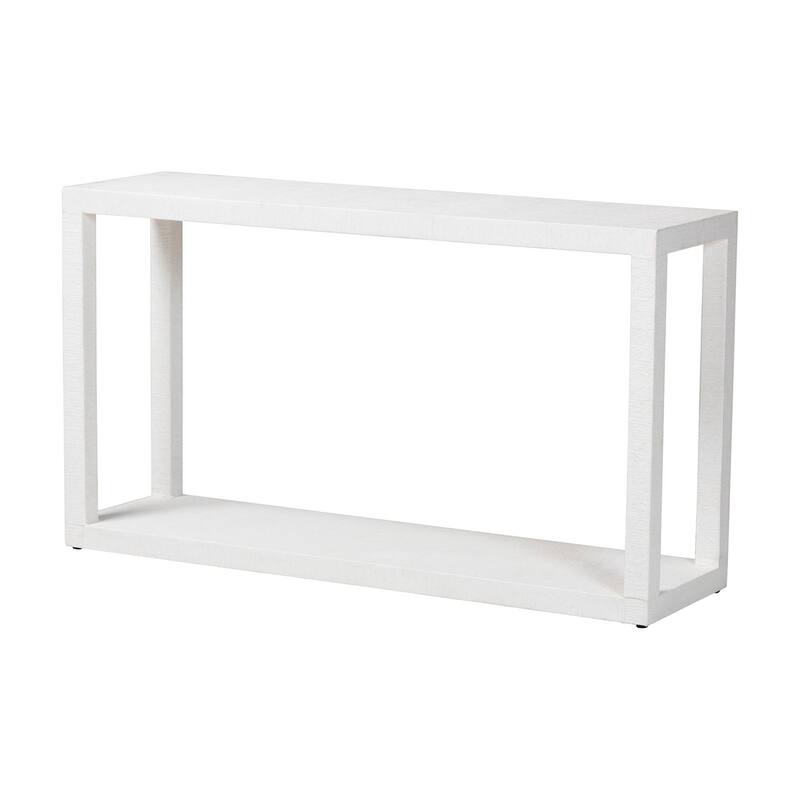 Oaklynn Natural Grasscloth Console Table - Two-Tier Entryway Table with Open Frame, Modern Coastal Accent Table, White - White