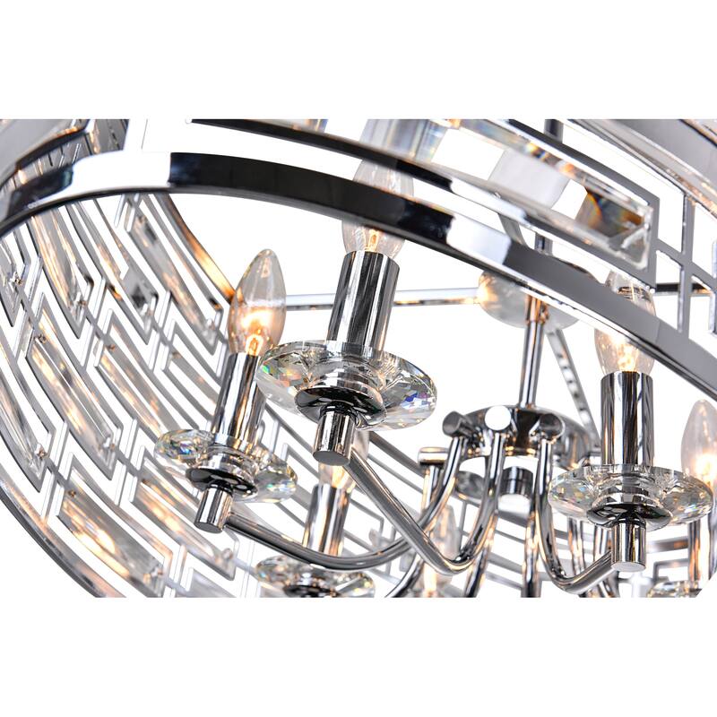 Petia 8 Light Drum Shade Island Light With Chrome Finish