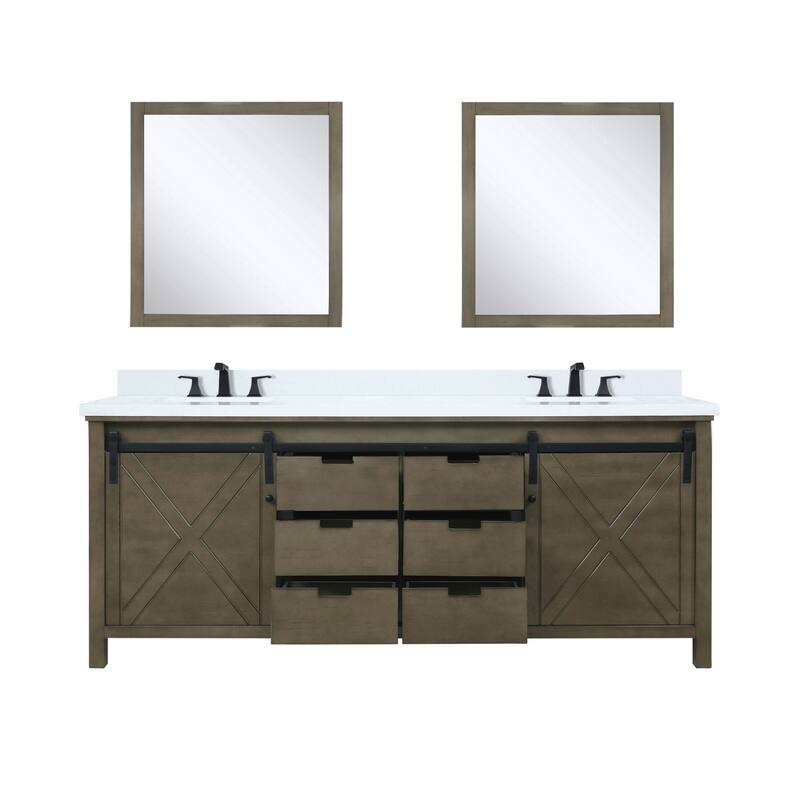 Marsyas Bath Vanity, Cultured Marble Countertop, Faucet Set and Mirrors