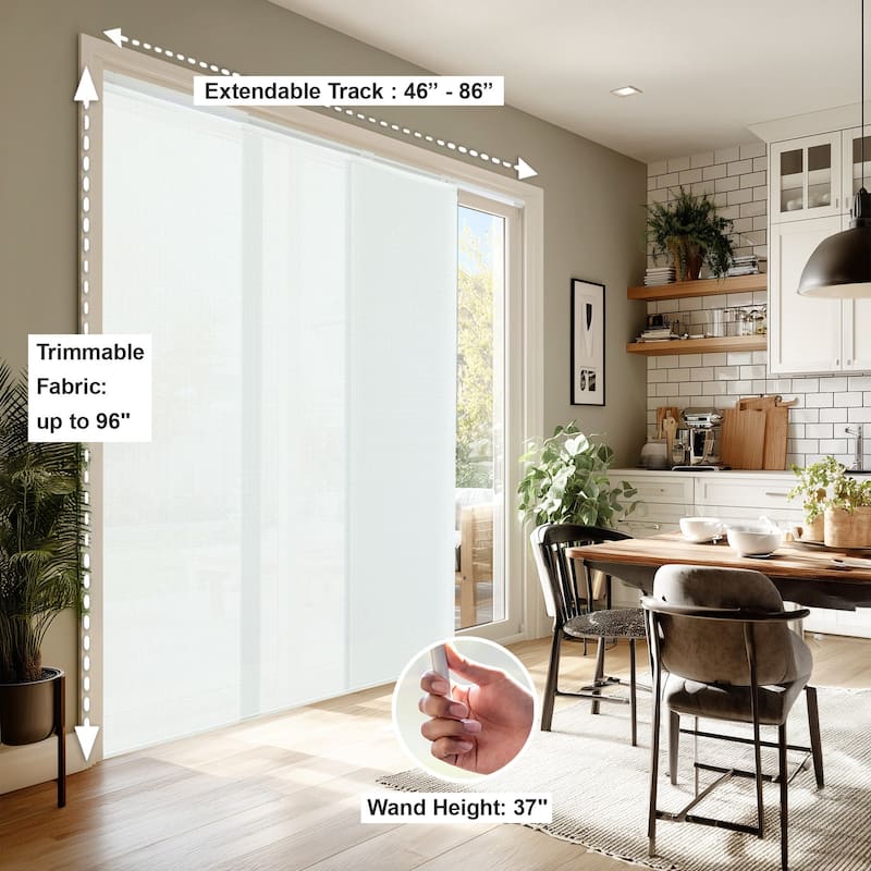 CHICOLOGY Adjustable Sliding Panels, 4-Rail Track, Light Filtering