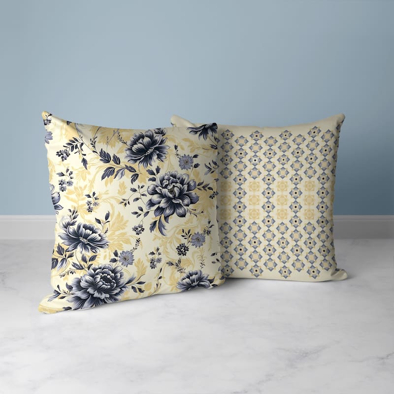 Nature's Canvas Faux Suede Reversible Throw Pillow Yellow and Grey