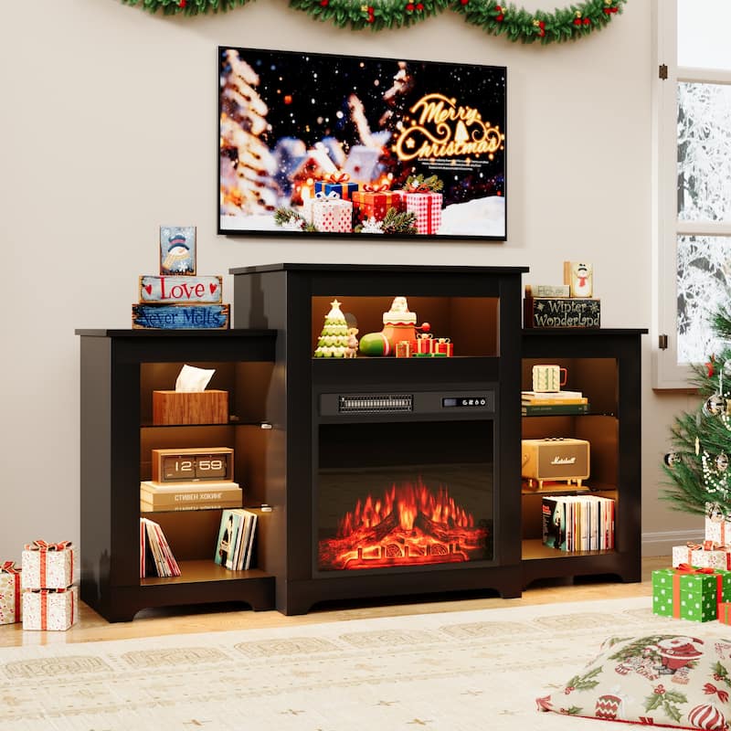 EROMMY Electric Fireplace Heater Mantel TV Cabinet, Media Entertainment Center, Energy Efficient Heater