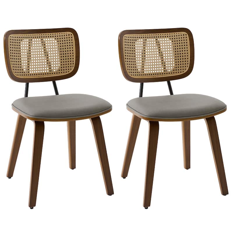 Faux Leather Upholstered Dining Chairs Set of 2/4 with Wood Legs - 32.3"H x 18.5"W x 21.8"D