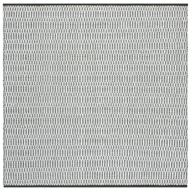 SAFAVIEH Handmade Montauk Willemina Contemporary Cotton Rug - 6' Square - Ivory/Dark Green