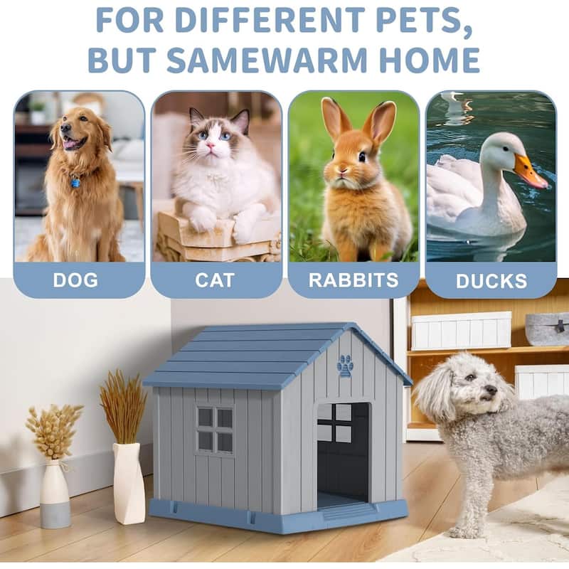 Durable Waterproof Plastic Dog House for Small to Large Sized Dogs