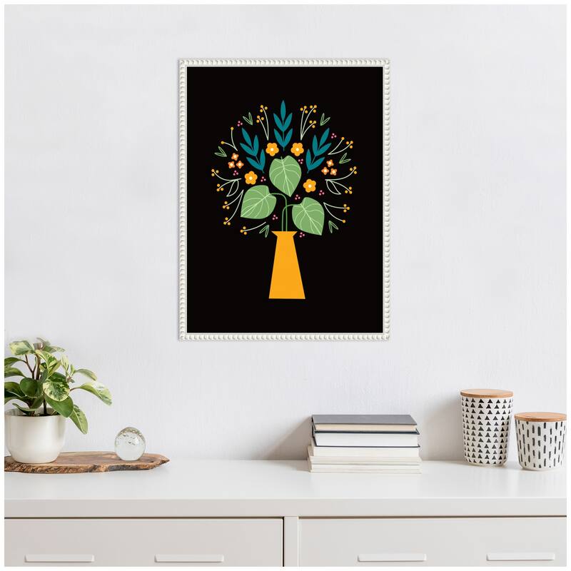 Kate and Laurel Sylvie Floral Yellow Vase Framed Canvas by Amber Leaders