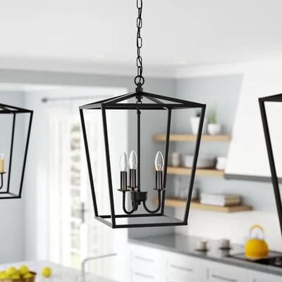 Black 3-light Lantern Pendant Light