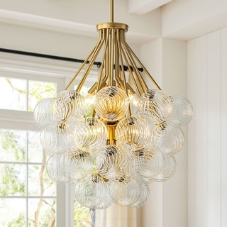 12-Light Mid-Century Modern Gold Sputnik Textured Glass