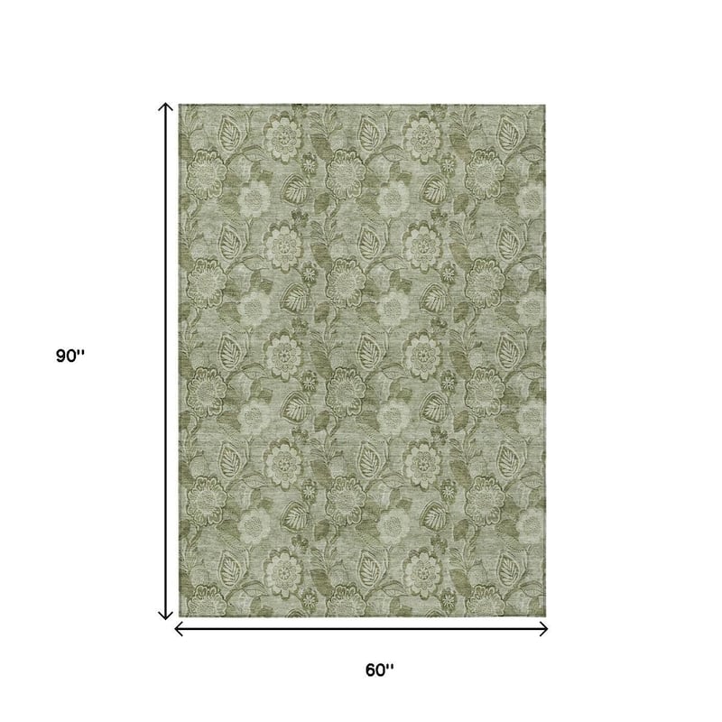 HomeRoots Floral Transitional Rectangle Outdoor Rug