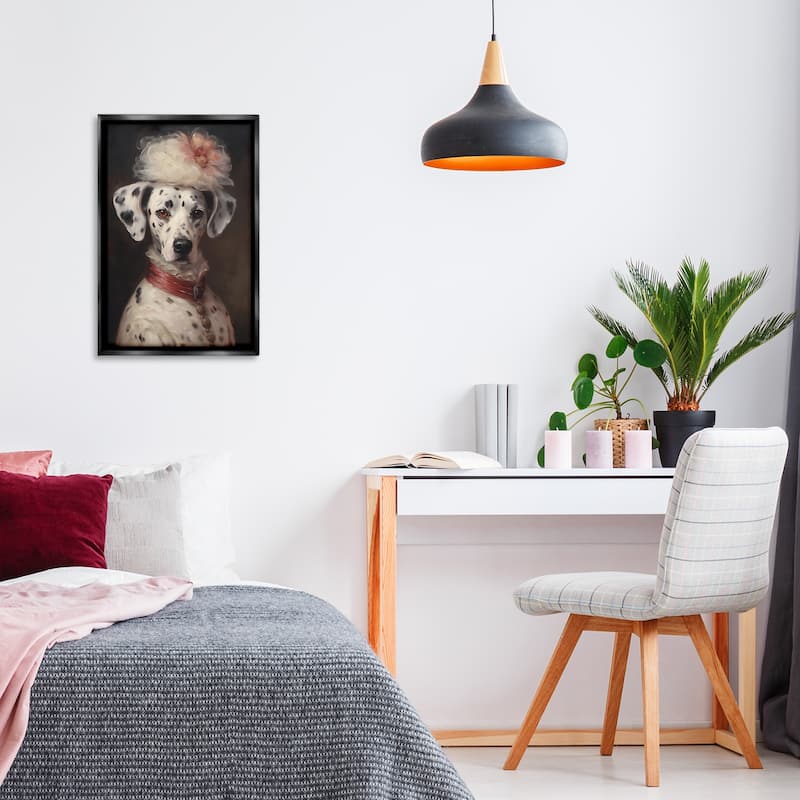 Stupell Dalmatian with Fancy Hat Portrait Framed Floater Canvas Wall Art Design By Wumples