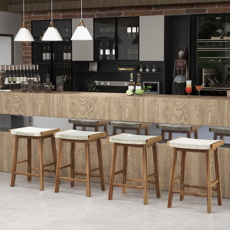 Gymax Set of 4 Saddle Bar Stools 25.5'' Counter Height Dining Stools