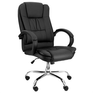 High Back Adjustable Faux Leather Office Chair in Black - Bed Bath ...