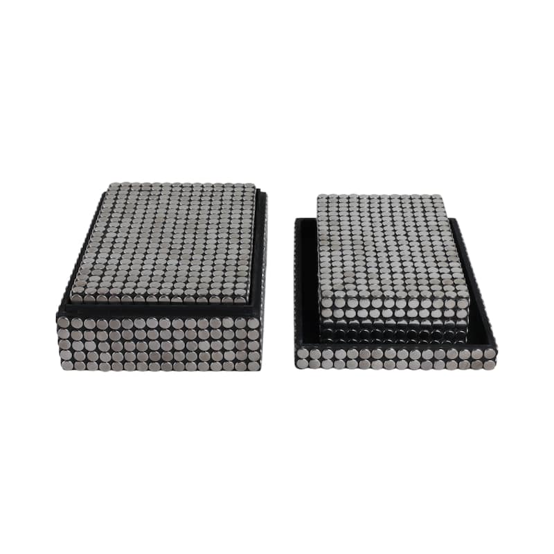 Resin Boxes Embossed Metallic Dot Texture (Set of 3) - 3/4" Black - 12" x 8" x 3.75"
