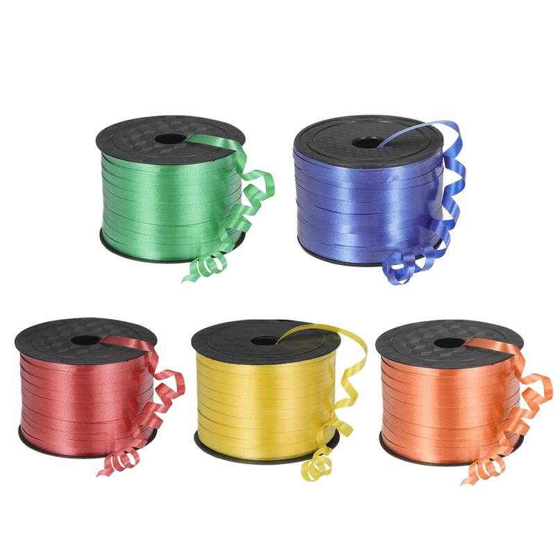 5pcs 100 Yards Curling Ribbon Crimped Balloon String Metallic 5mm - Multicolor