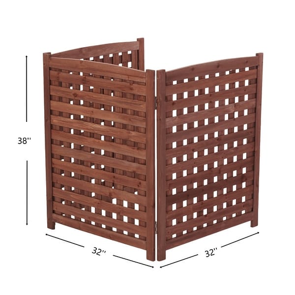 dimension image slide 1 of 2, 3-Panel Outdoor Air Conditioner Fence Screen, Outside Wood Privacy Fence, 32" W x 38" H
