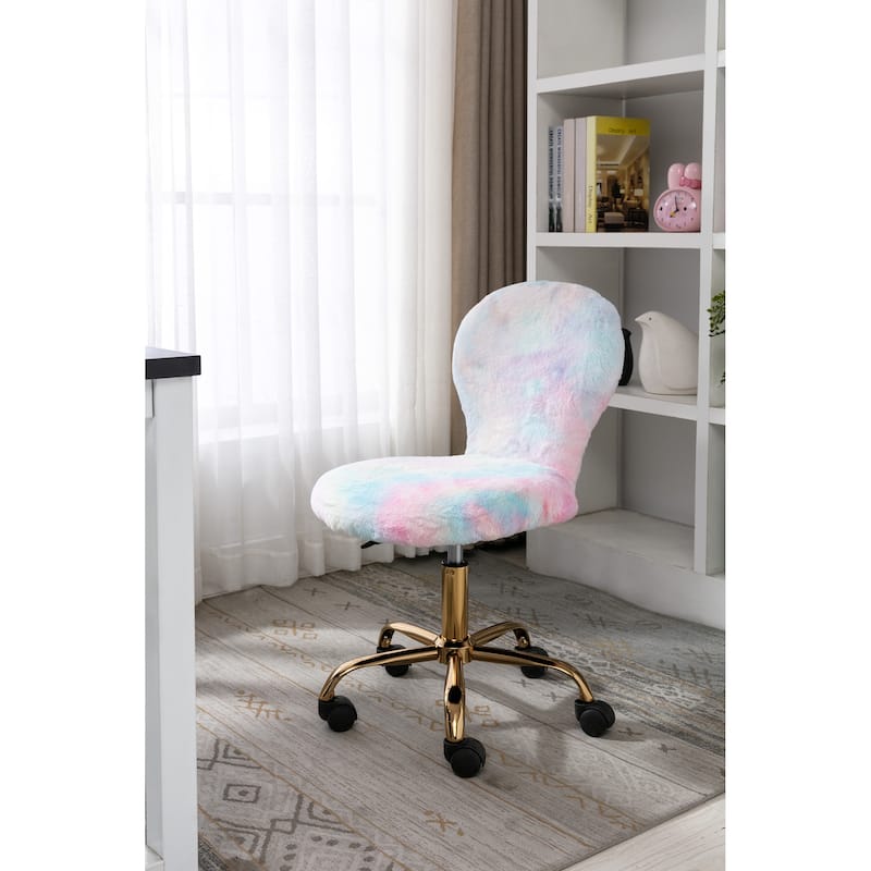 Porthos Home Esme Office Chair, Colorful Plush Fabric, Gold Metal Legs