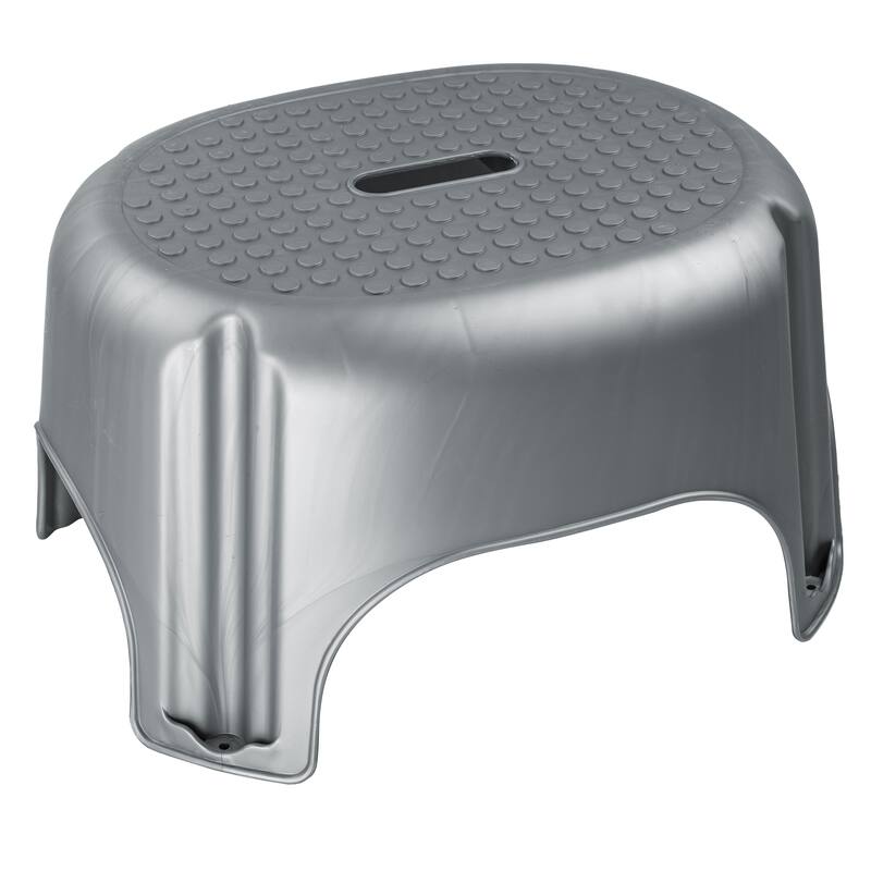 Plastic Lightweight Step Stool Sturdy Enough to Support Adults & Kids - Grey