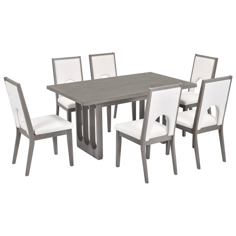 Wood Dining Table Set for 6