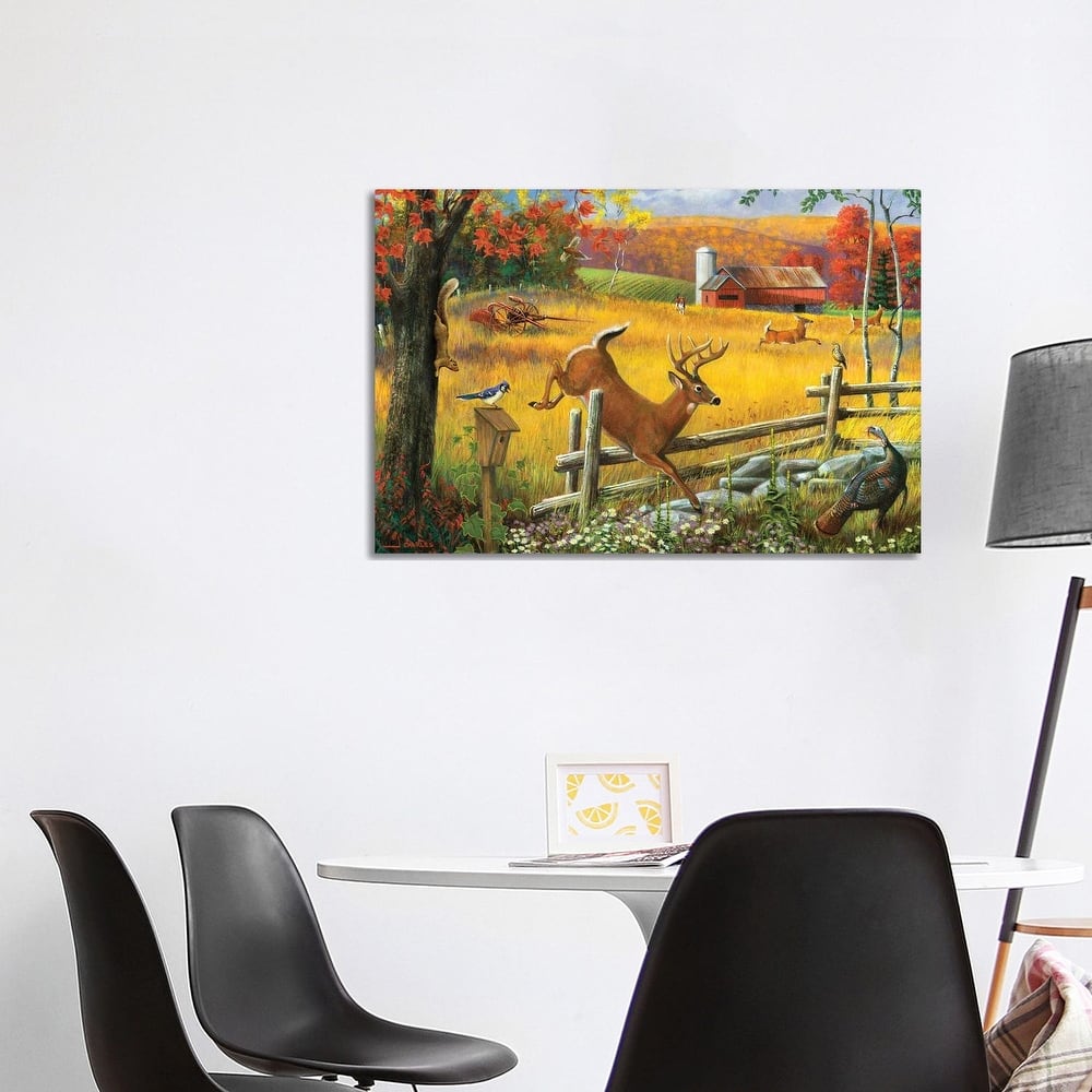 iCanvas "Deer Jumping Fence" by J. Charles Canvas Print