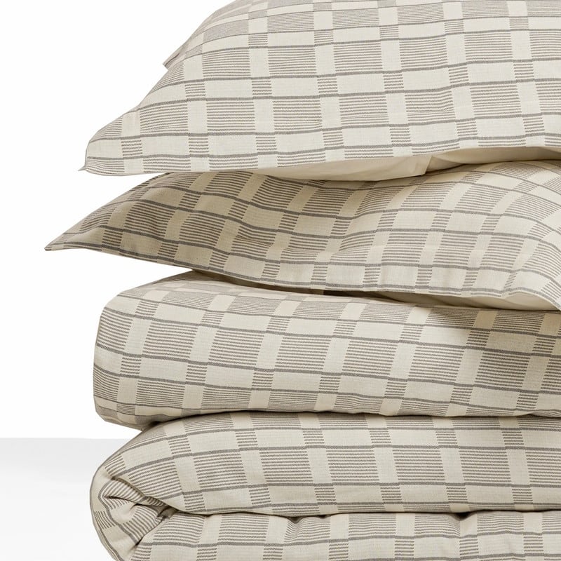 Farm to Home Reflection Cotton Duvet Cover Set 3 Piece Yarn-Dyed Weave - Pearl Stone - Full - Queen