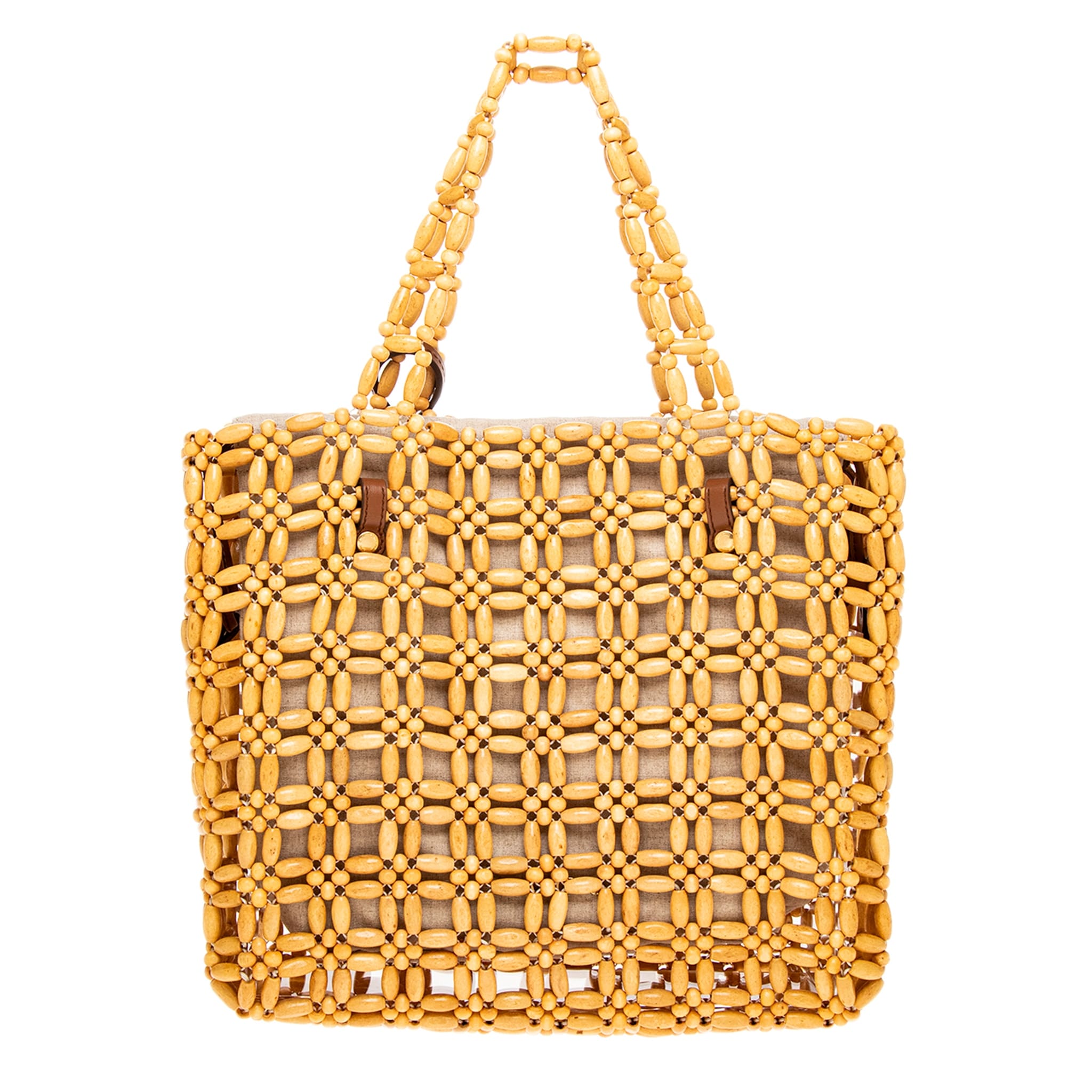バッグ Mii Miu Miu Wooden Bead Mesh Bag - Overstock - 43008210