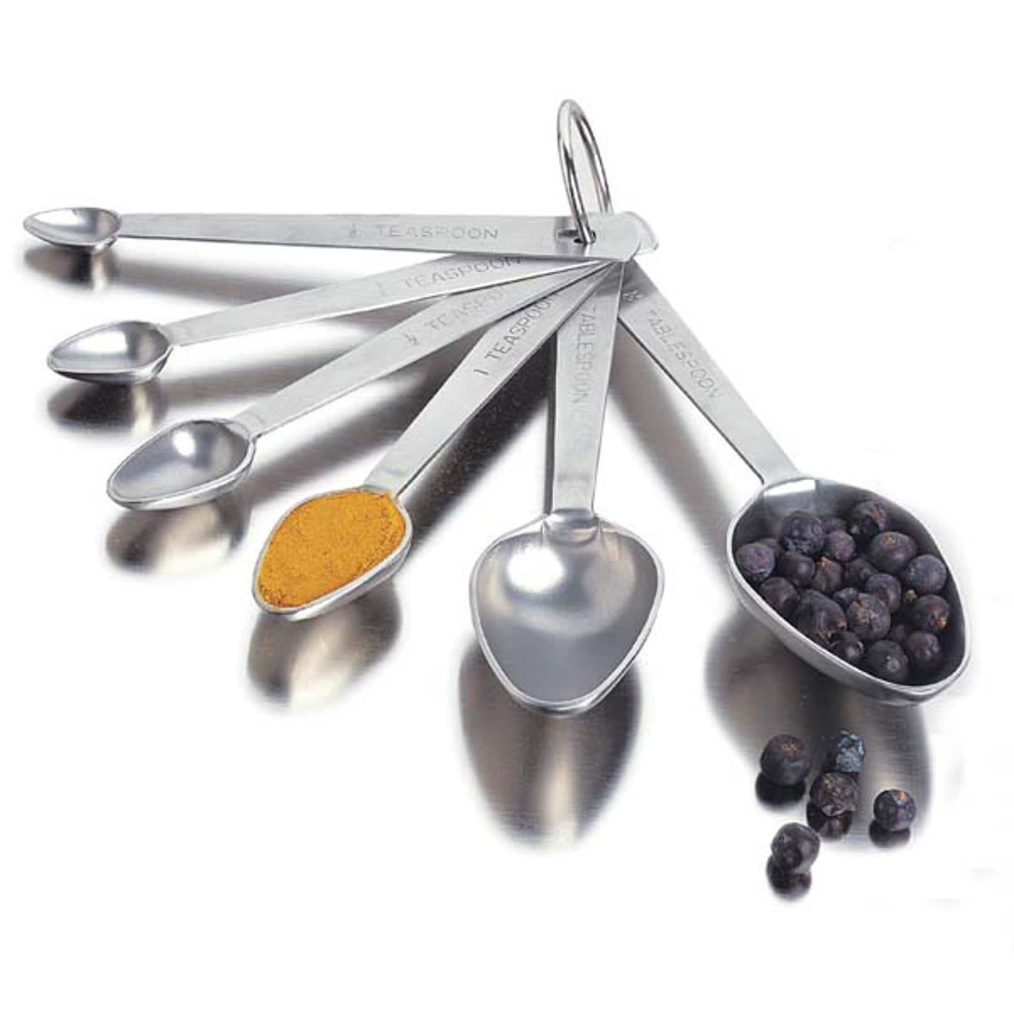 Amco Rust Proof Stainless Steel Set of 6 Measuring Spoons Silver Hanging