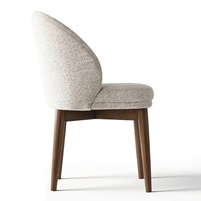 Upholstered Barrel Dining Chair With Walnut Legs (Set of 2)