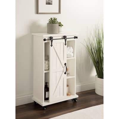 Kate and Laurel Cates Rolling Storage Cart with Sliding Door - 20x10x35