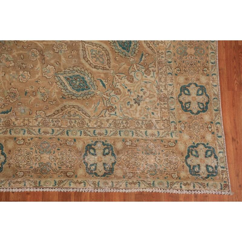 Tabriz Persian Vintage Area Rug Hand-Knotted Wool Carpet - 9'0" x 12'4"