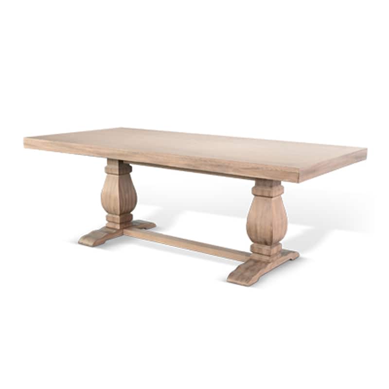 Anna Dining Table, Carved Legs, Natural Wheat Wood, 84 Inch Rectangular - White, Natural Wheat Brown