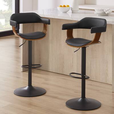 Art Leon Set of 2 Swivel Bar Stools with Open Back