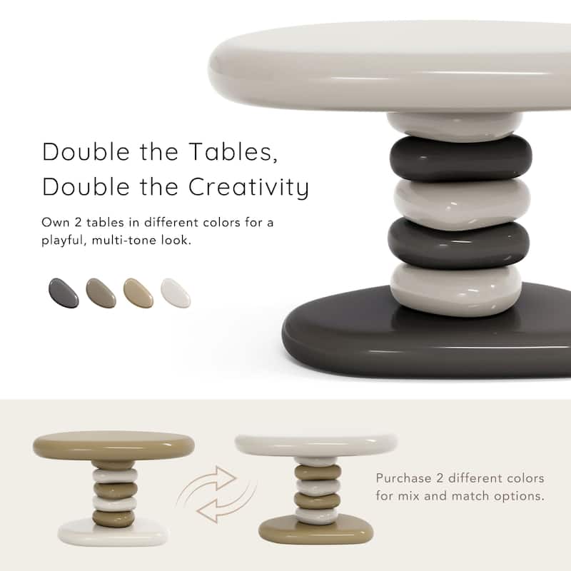 247 Shop At Home Modern Oval Glossy Pedestal End Table